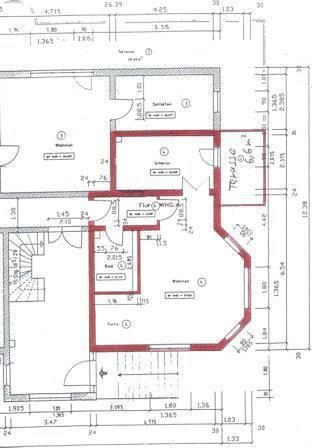 Grundriss-bema�t Etagenwohnung Eisenach
